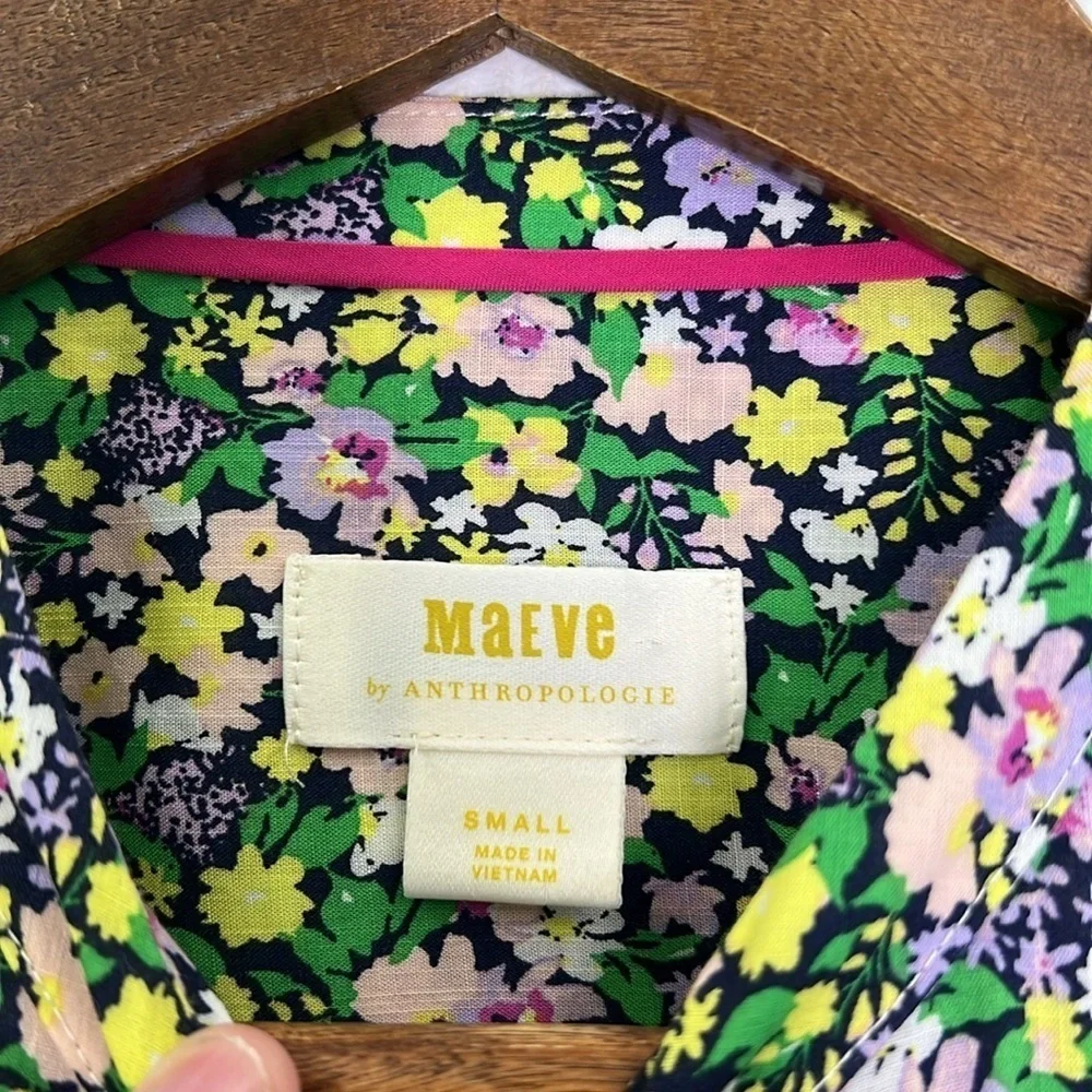 Anthropologie - Maeve Ashleigh Puff Sleeved Floral Button Down Blouse Size Small